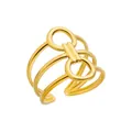 Anello aperto minimalista in acciaio placcato oro 18K con design geometrico a strati - Stile Geometrico Cavo (G7155473) / Oro