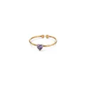 Detail of 18K gold-plated ring featuring purple heart-shaped zircon and adjustable band - February Heart Style (5759689592593) / Gold