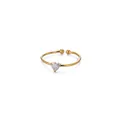Macro detail of 18K gold plated stainless steel ring with heart shaped zircon crystal - April Heart Style (5759689592595) / Gold