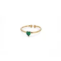 Detailed view of an 18K gold plated heart-shaped green zircon open ring for women - May Heart Style (5759689592596) / Gold