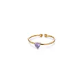 Detail of heart-shaped purple zircon on 18K gold-plated adjustable stainless steel ring - June Heart Style (5759689592597) / Gold