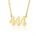 Luxurious gold-plated gothic 444 angel number pendant necklace with cross chain - Gold Gothic Angel Number 444 (G4012510G-444)