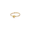 Detail of a 18K gold plated open ring featuring a yellow heart-shaped zircon stone - Yellow Heart Style (1150) / Gold