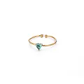 Close-up of a 18K gold-plated ring with a heart-shaped green zircon stone setting - December Heart Style (5759689592603) / Gold
