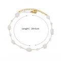 Detailed view of 18K gold-plated anklet with natural white stones and beads, 20+5cm length - White Irregular Ore Style (G609364G-2)