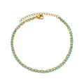 Detailed macro view of 18K gold plated chain with turquoise beads and lobster clasp - Light Blue Tubular Bead Style (G609382)