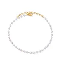 Close-up of pearl anklet with gold chain, lobster clasp, and extension links detail - Artificial Pearl Tandem Style (G609363)