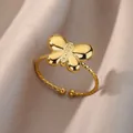 Vista macro del anillo de mariposa dorado con cuerpo texturizado y banda de cuerda - Estilo De Mariposa Retorcida (G11174184G-2)