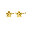 Boucles d'oreilles fleur à cinq pétales plaquées or 18K avec texture métal mate - Boucles d'oreilles Clous Fleur à Cinq Pétales Mate (G1254504)