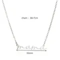 Detail of silver stainless steel mama necklace showing pendant dimensions and chain length - Silver-Large