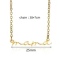 Elegant gold-plated stainless steel Mama script pendant necklace with 38+7cm chain - Gold - Small