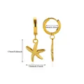 Detailed dimensions of gold starfish pearl earrings with textured finish and measurements - Starfish Style (E5466)