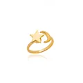 Detail of 18K gold plated celestial open ring with polished star and crescent moon design - Star Moon Style (5847073628558) / 3-Gold