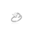 Macro shot of silver rotating star and moon spinning ring for anxiety relief - Star Moon Style (5847073628559) / 3-Platinum Tone