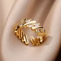 Macro shot of 18K gold plated ring featuring rectangular green zircon and pavé crystals - Rectangular Clear Zirconia Brick Style (G3014393)