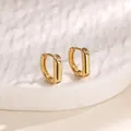 Elegant gold woven wheat hoop earrings with square charm and sparkling central zircon - Inlaid Single Rhinestone Style (G3105811) / Outer Diameter 12mm / Gold