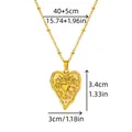 Details des goldenen Herz-Sonnenanhängers, Maße 3,4 cm mit 40+5 cm langer Perlenkette - Gold Strukturierter Herz Stil (G60206489)