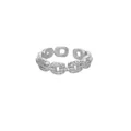 Anillo ajustable de plata con diseño de eslabones y pavé de circonitas brillantes - Estilo Plata Pavimentado Nariz De Cerdo (P9102482P-7-t)