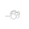 Detailed view of silver irregular geometric open ring with hammered texture and dimensions - Hammered Round Layered Style (P6104645) / Silver