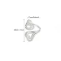 Detail view of irregular hammered silver double heart ring with size measurements shown - Hammered Double Heart Style (P6107656)
