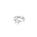 Detail view of silver hammered steel open ring with 18mm inner diameter and star design - Hammered Star Hollow Style (P6107660)