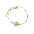 Elegante gouden armband van titaniumstaal met bloemhanger en schitterende zirkoon - Goud 8-Blad Bloem Zirkonia (G5221256)