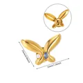 Detail view of golden butterfly brooch with white pearl and blue marquise stone insert - Butterfly Shape (G224288)