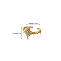 Detailed view of vintage gold lava ring with blue triangle zircon and size dimensions - Gold Star Green Stone Style (G7198114)