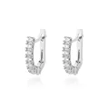 Minimalist silver geometric hoop earrings with sparkling white cubic zirconia stones - Micro-inlaid Half Hoop U-Shape Style (E2301S-12) / 18K Gold / Silver