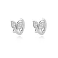 Elegant silver butterfly hoop earrings with sparkling pavé cubic zirconia accents - Micro-inlaid Butterfly Pendant Style (E2300P-3) / 18K Gold / Silver