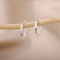 Minimalist silver bamboo joint hoop earrings with polished metal texture and finish - Bamboo Joint Shape Style (E2308S-4) / 18K Gold / Silver