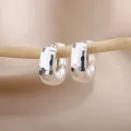 Pair of silver hoop earrings with hammered texture hanging on a minimalist branch - Hammered Texture Style (E2309S-1) / 18K Gold / Silver