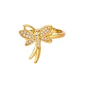 Elegant 18K gold-plated dragonfly ring featuring shimmering white zircons for women - Dragonfly Style (JZ8035G)