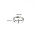 Detail view of silver ring with iced-out cross and heart design showing 17mm inner diameter - Silver Heart Cross Style (P7198130)