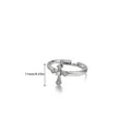 Detail view of silver adjustable cross ring with size measurements of inner diameter - Silver Cross Zirconia Style (P7188100)