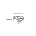 Silver branch open ring with cross star accents and irregular textured finish - Silver Thorn Cross Star Style (P7198129)