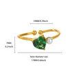 Detailed size map of gold heart ring with green stone and 17mm inner diameter info - Adjustable Open / Green Heart Stone Style (G127831G-2)