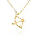 Golden cupid's arrow bow pendant necklace with shiny metallic finish on white background - Cupid Arrow Style (G11272184) / Gold