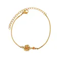 Gold titanium flower bracelet with orange gemstone and adjustable lobster clasp - January Birth Flower (1) / 12+7cm