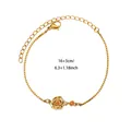 Titanium steel gold box chain bracelet with rose pendant and orange birthstone 16+3cm - January / 16+3