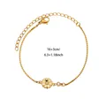 Gold titanium steel box chain bracelet with birth flower pendant and round rhinestone - April / 16+3