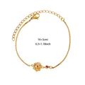 Bracelet fleur en titane doré avec pierre de naissance rouge et chaîne réglable - Juin / 16+3