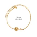 Bracelet rose en acier titane doré avec pendentif fleur de naissance et chaîne réglable - Août / 16+3