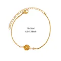 Bracelet en acier titane avec pendentif tournesol doré et pierre de naissance - Novembre / 16+3