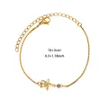 Bracelet chaîne box en acier titane doré avec pendentif étoile et pierre - Décembre / 16+3