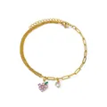Gold tone chain bracelet featuring grape pendant with purple zircon and lobster clasp - Mixed Chain / Grape Pendant Spliced Chain (HJ388G-t)