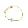 Elegante goudkleurige kettingarmband met een kruishanger bezet met fonkelende zirkonia's - Goud Micro-zetting Kruis (G5221289-t)