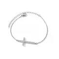 Zilveren kruisarmband met zirkonia en verstelbare ronde schakelketting voor vrouwen - Zilver Micro-zetting Kruis (P5221289-t)