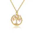 Golden Tree of Life necklace with sparkling marquise and round zircon stones - Gold