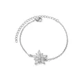 Zilveren verstelbare armband met stervormige bloem hanger en marquise zirkonia steentjes - Zilver 8-Blad Bloem Zirkonia (P5221256)